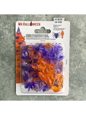 Mr. Halloween Spider And Traditional Bulb Orange and Purple Replacement Set NEW